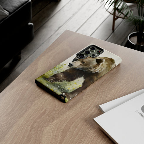 Grizzly Bear in a Field - Impact Resistant Phone Case